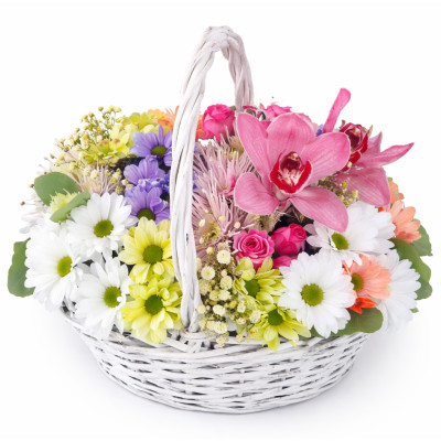 Basket of seasonal flowers