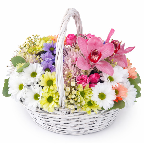 Basket of seasonal flowers