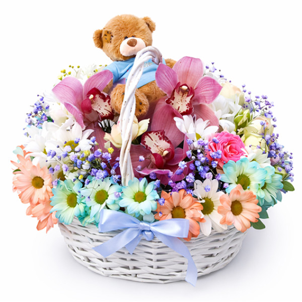 Flowers and bear